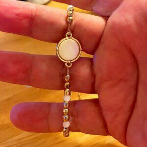 Banana Republic Gold & White Beaded Adjustable Bracelet